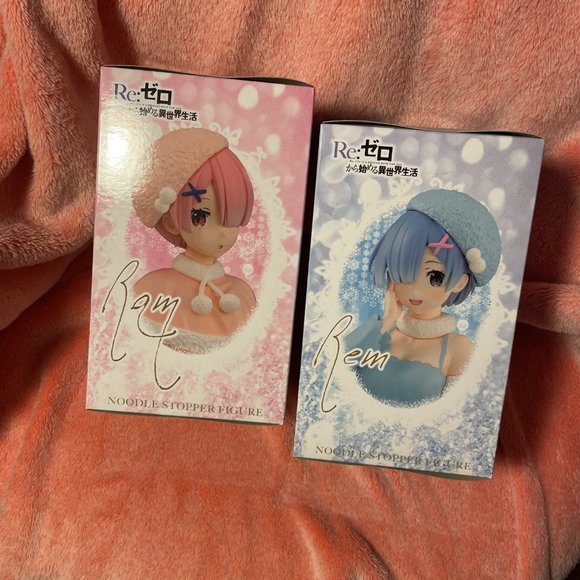 NEW Re:Zero Rem Ram Noodle Stopper Figure Snow Princess Set of 2 Japan FuRyu - Picture 4 of 10